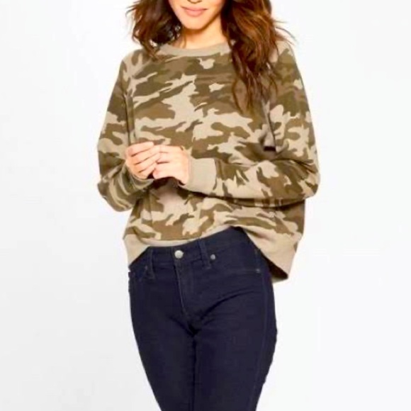 Universal Thread Camo Crewneck Cropped Sweatshirt Size Large - Picture 1 of 4